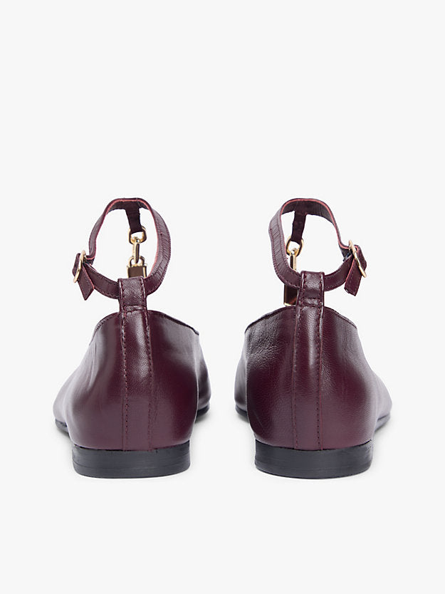 Leather T-Bar Chain Ballerinas