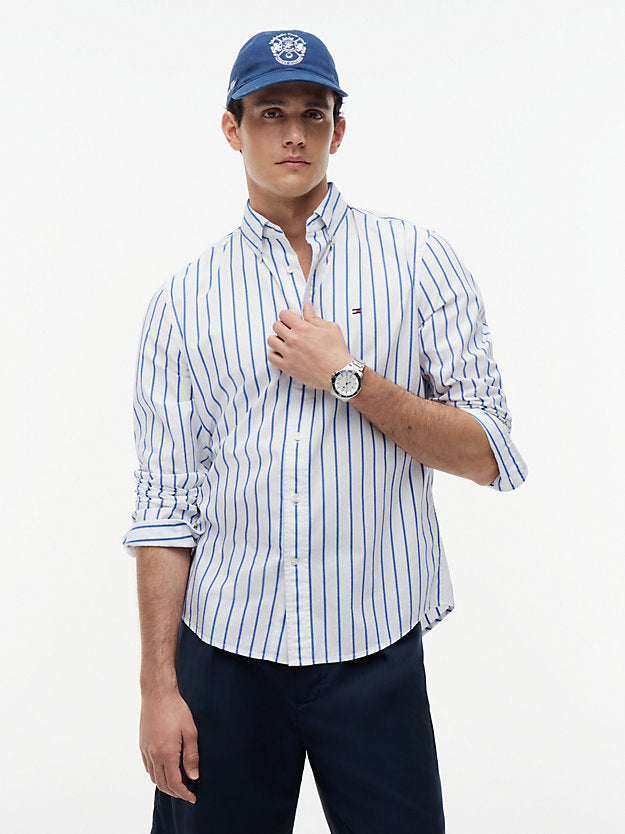 Flex Regular Fit Stripe Poplin Shirt