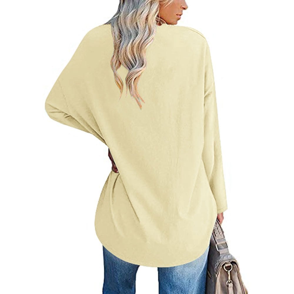 Haut ample à manches longues et col en V tendance pour femme (achetez-en 3, livraison gratuite)