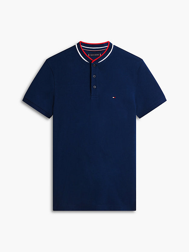 Slim Fit Tipped Baseball Collar Polo Shirt