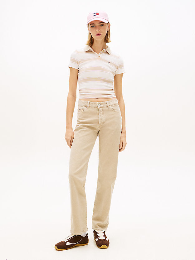Washed Mid Rise Slim Straight Leg Jeans