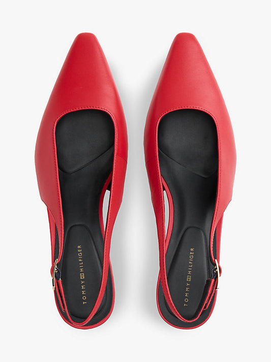 Monogram Leather Slingback Kitten Heels