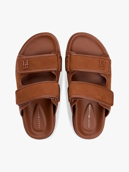 Leather Double Strap Serrated Sandals