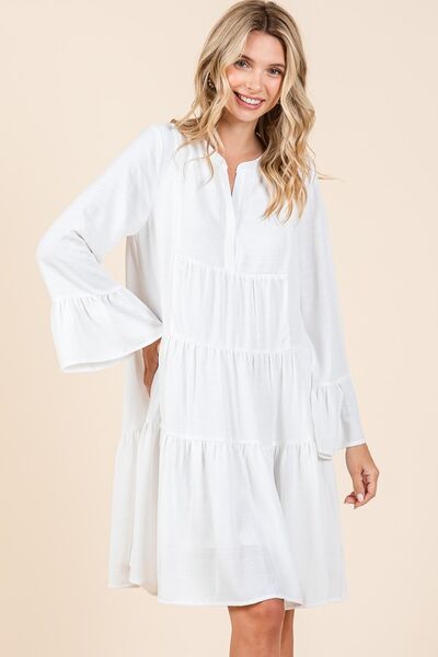 Robe étagée à manches évasées fendues Mittoshop