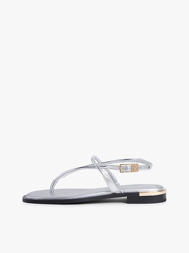 Metallic Leather Toe Post Flat Sandals