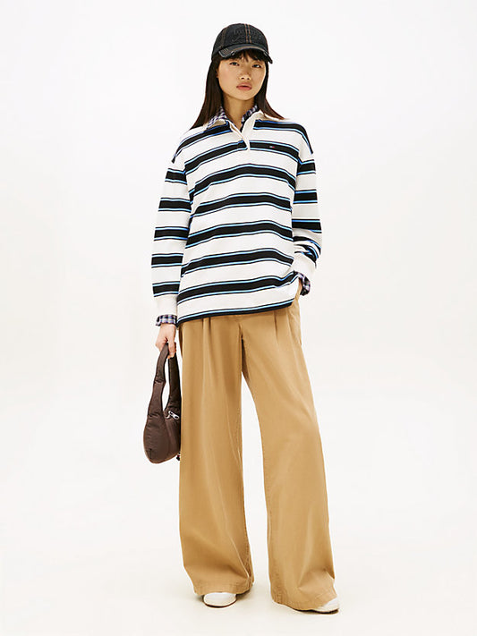 Pleated Twill Wide Leg Chinos