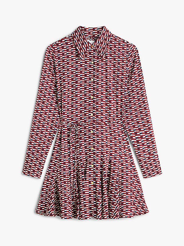 Self-Tie Belt Slim Mini Shirt Dress