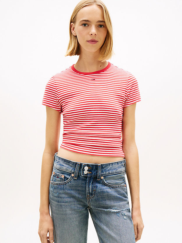 Ribbed Slim Crew Neck T-Shirt