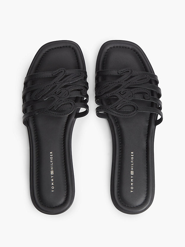 Logo Strap Leather Mules