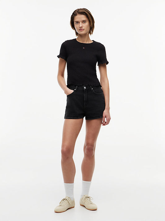 Regular Black Denim Shorts