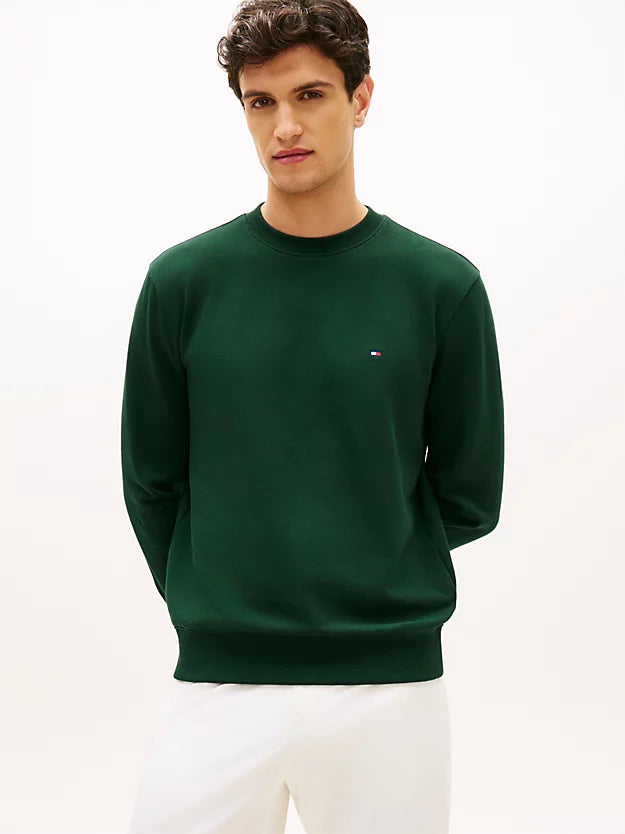 Flag Embroidery Terry Crew Neck Sweatshirt
