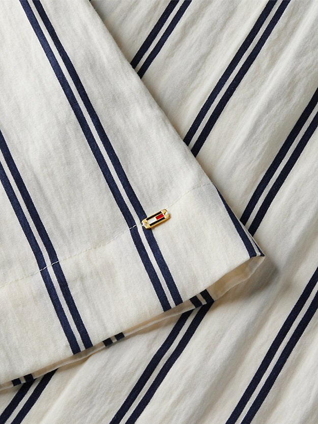Gold-Tone Button Stripe Midi Dress