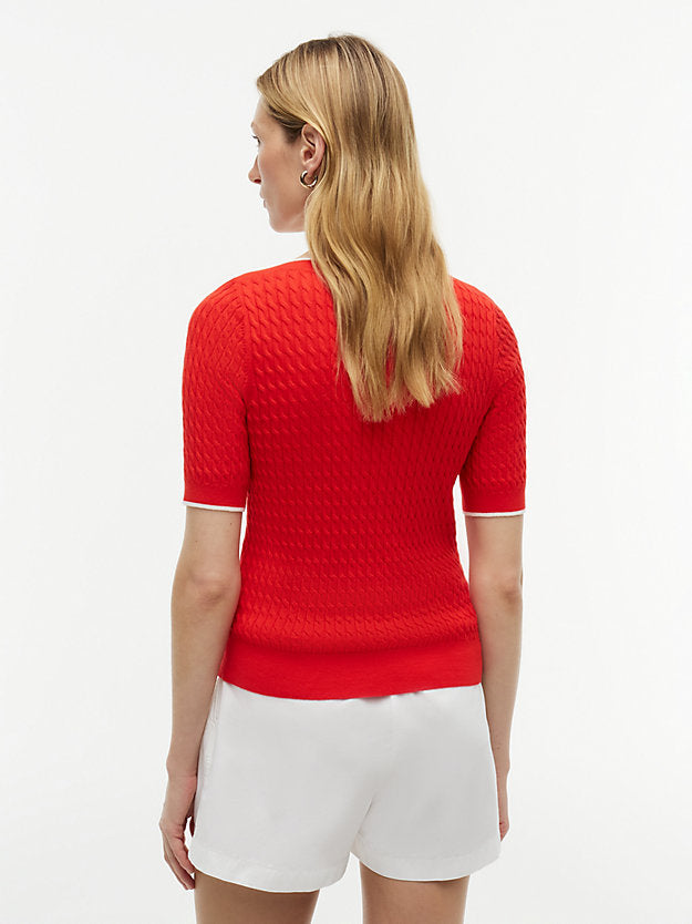 Cable Knit Boat Neck Short Sleeve Jumper