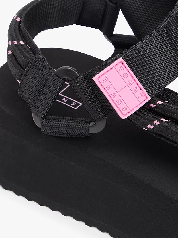 Webbing Rope Cleat Platform Sandals