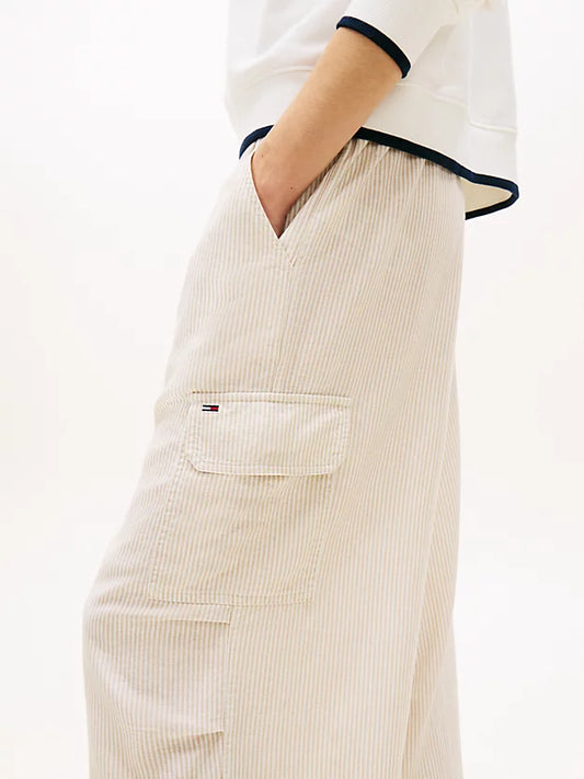 Linen Blend Wide Leg Cargo Trousers