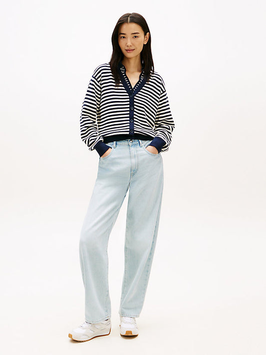 Mid Rise Tapered Barrel Leg Jeans