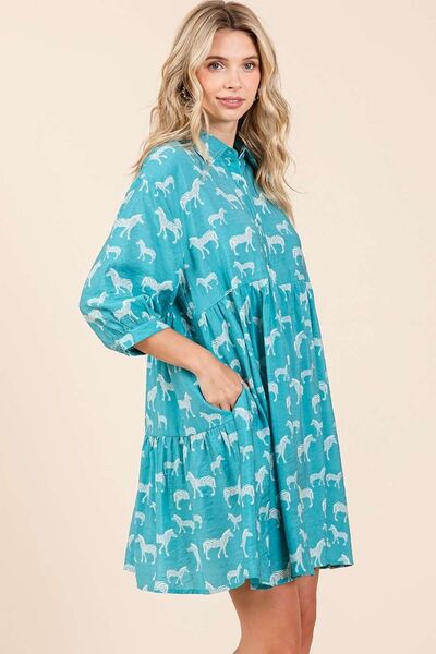 Robe chemise courte à imprimé zèbre Mittoshop