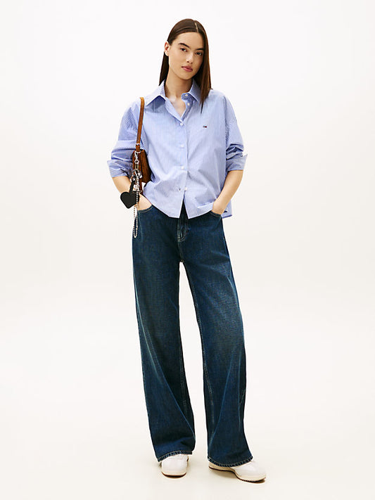Oversized Fit Metallic Cropped Shirt