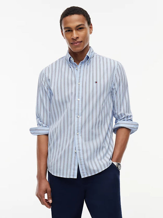 Flex Regular Fit Stripe Poplin Shirt