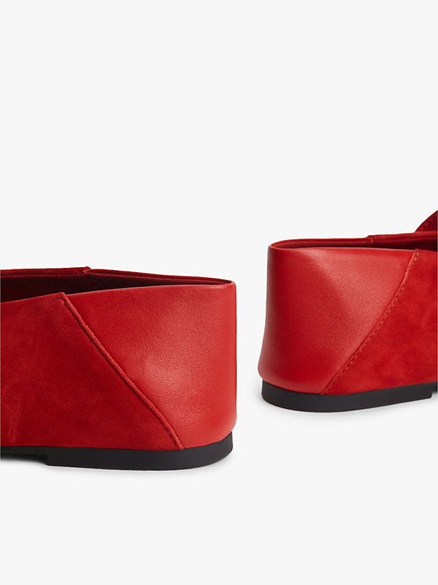 Suede Buckle Square Toe Ballerinas