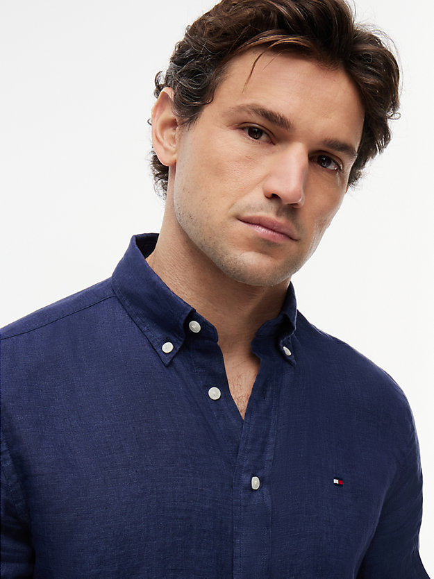 Regular Fit Washed Pure Linen Shirt