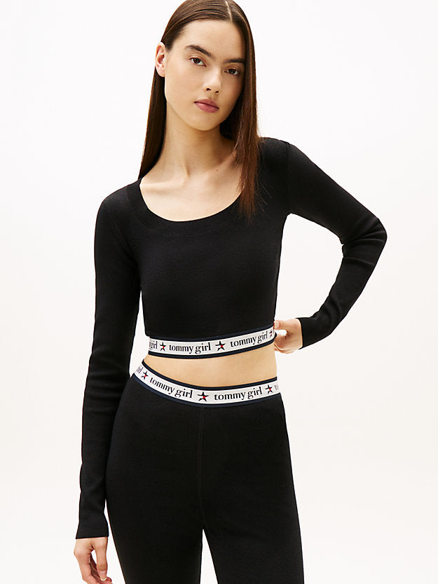 Girl Extra Slim Knit Cropped Long Sleeve Top