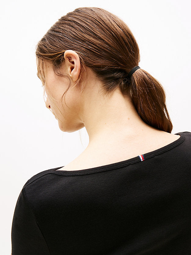 Slim Three-Quarter Sleeve Boat Neck T-Shirt