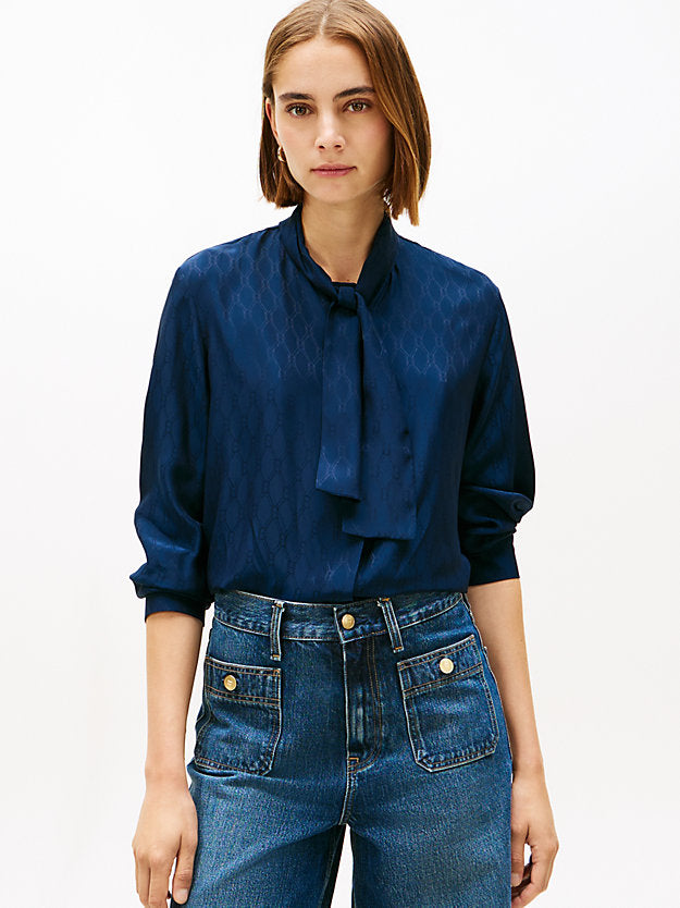 Regular Fit Silk Blend Flag Jacquard Shirt