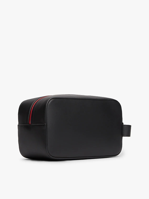 Metal Logo Mixed Texture Washbag