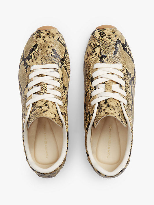 Snake Print Leather Trainers