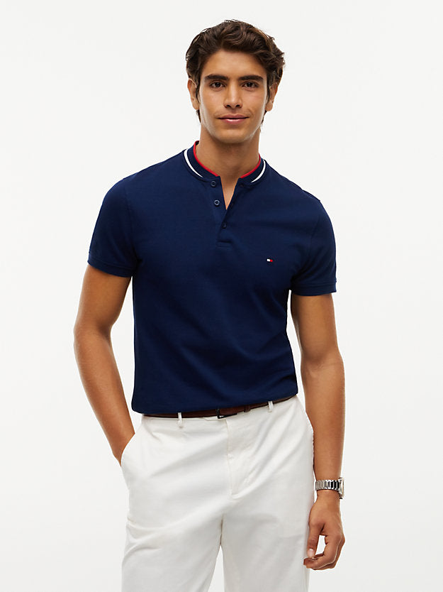 Slim Fit Tipped Baseball Collar Polo Shirt