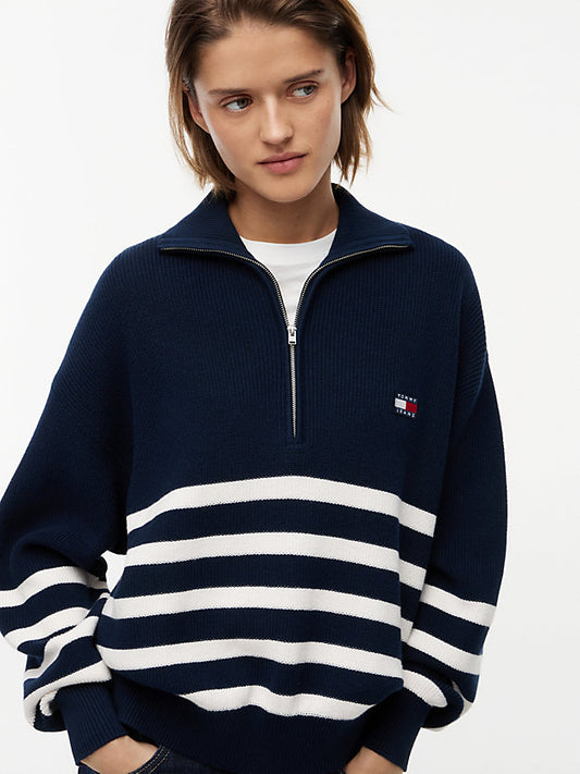 Badge Stripe Quarter-Zip Jumper