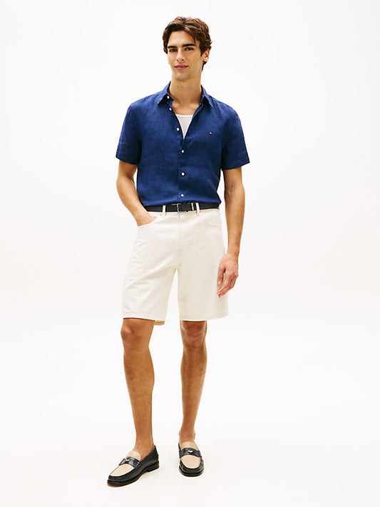 Regular Fit Washed Linen Short Sleeve Shirt