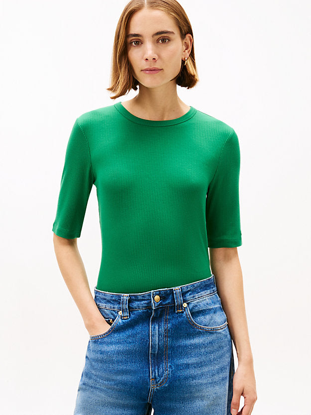 Ribbed Slim Half Sleeve T-Shirt