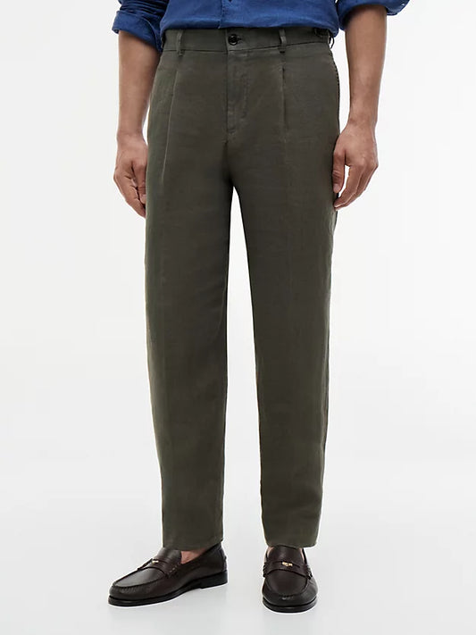 New York Label Washed Pure Linen Trousers