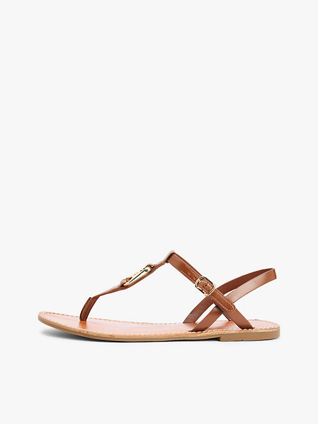 Leather Monogram Strap Sandals