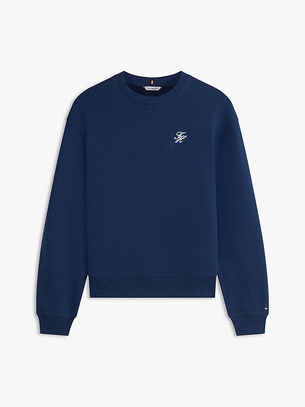 Logo Embroidery Crew Neck Sweatshirt