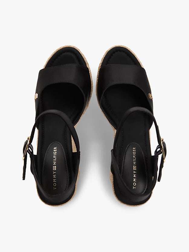 Satin Monogram Wedge Espadrilles