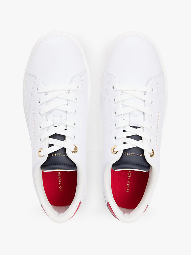 Leather Metallic Logo Cupsole Trainers