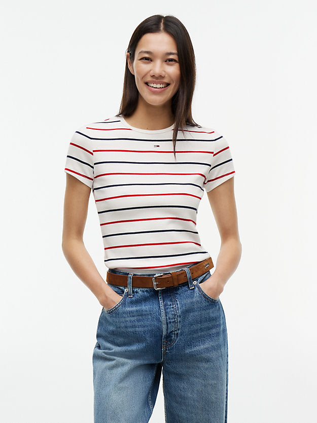 Ribbed Slim Crew Neck T-Shirt