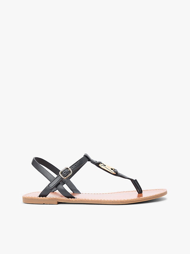 Leather Monogram Strap Sandals