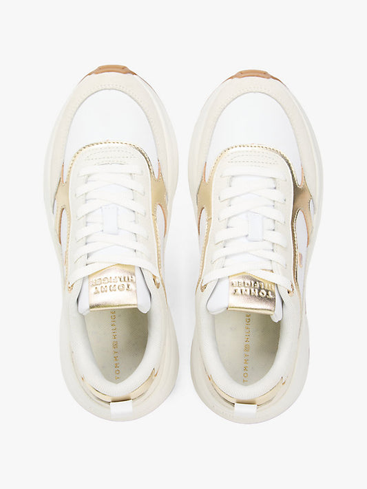Metallic Leather Chunky Trainers