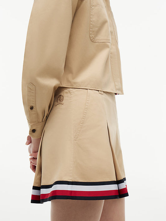 Global Stripe Tape Pleated Mini Skirt