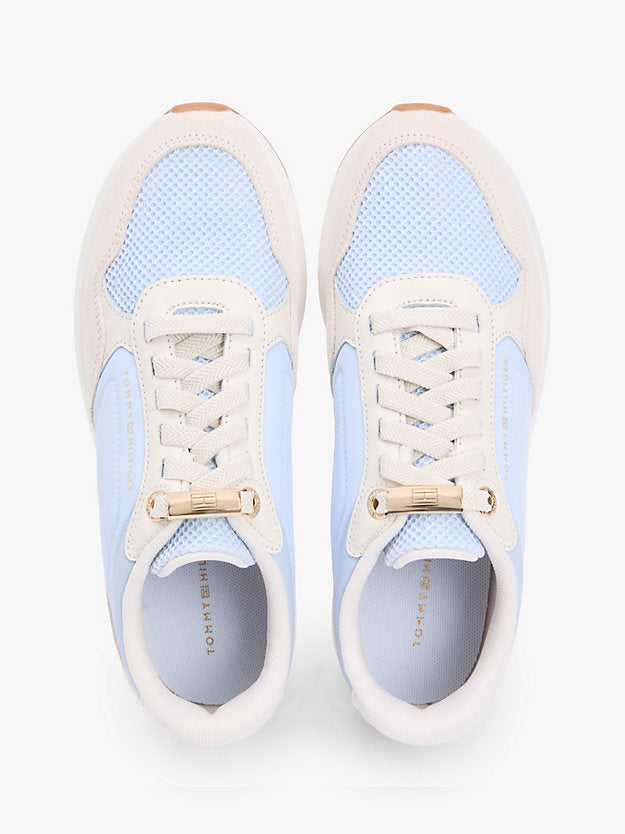 Suede Mixed Texture Mesh Serrated Trainers