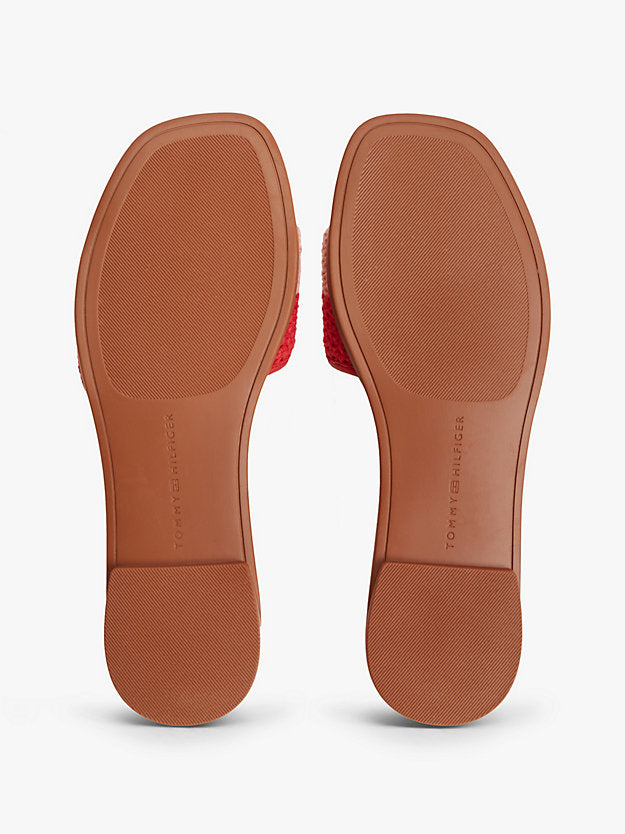 Logo Plaque Colour-Blocked Woven Mules