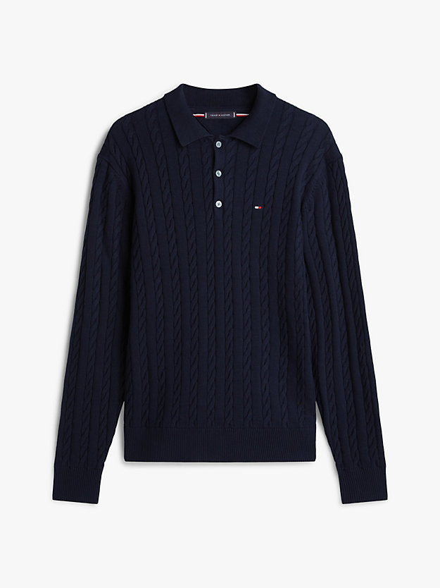 Cable Knit Polo Jumper