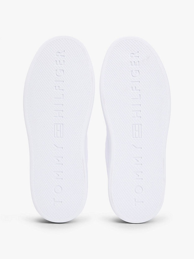 Leather Logo Embroidery Court Trainers