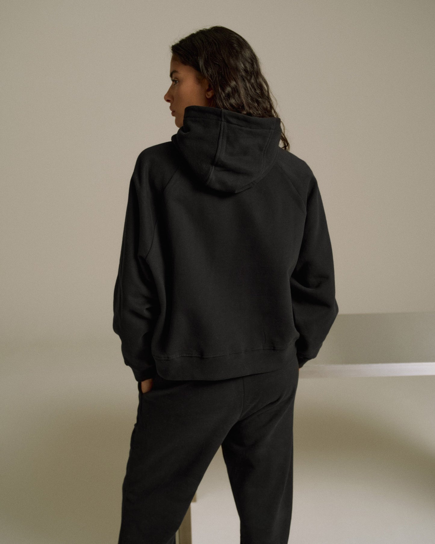 Varsity Loose Fit Hoodie - Black
