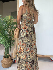 Damen Spaghettiträger Blumen Maxikleid (Kaufe 2, Versandkostenfrei)