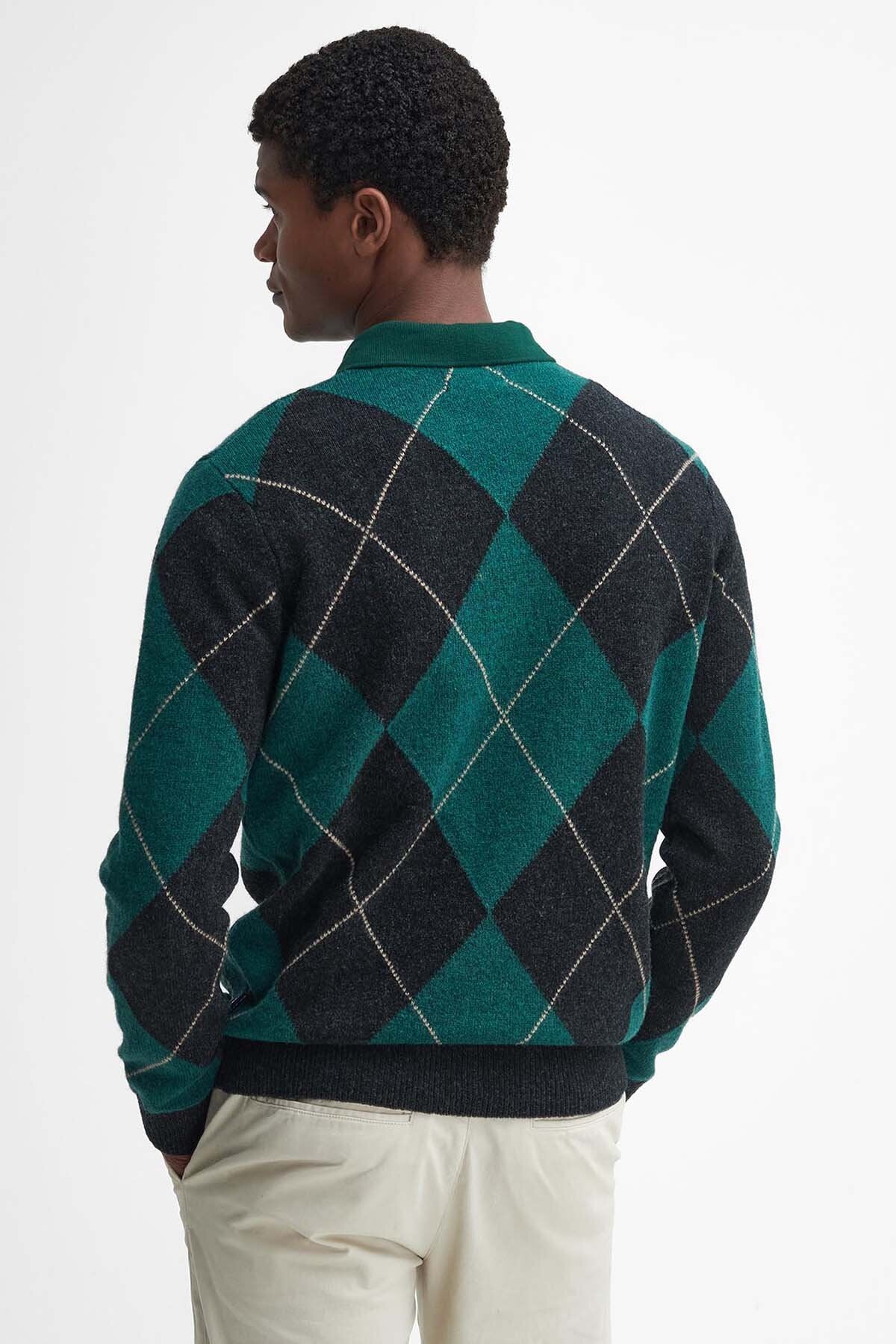 Sutherwell Argyle Crew Neck Jumper - BLACK